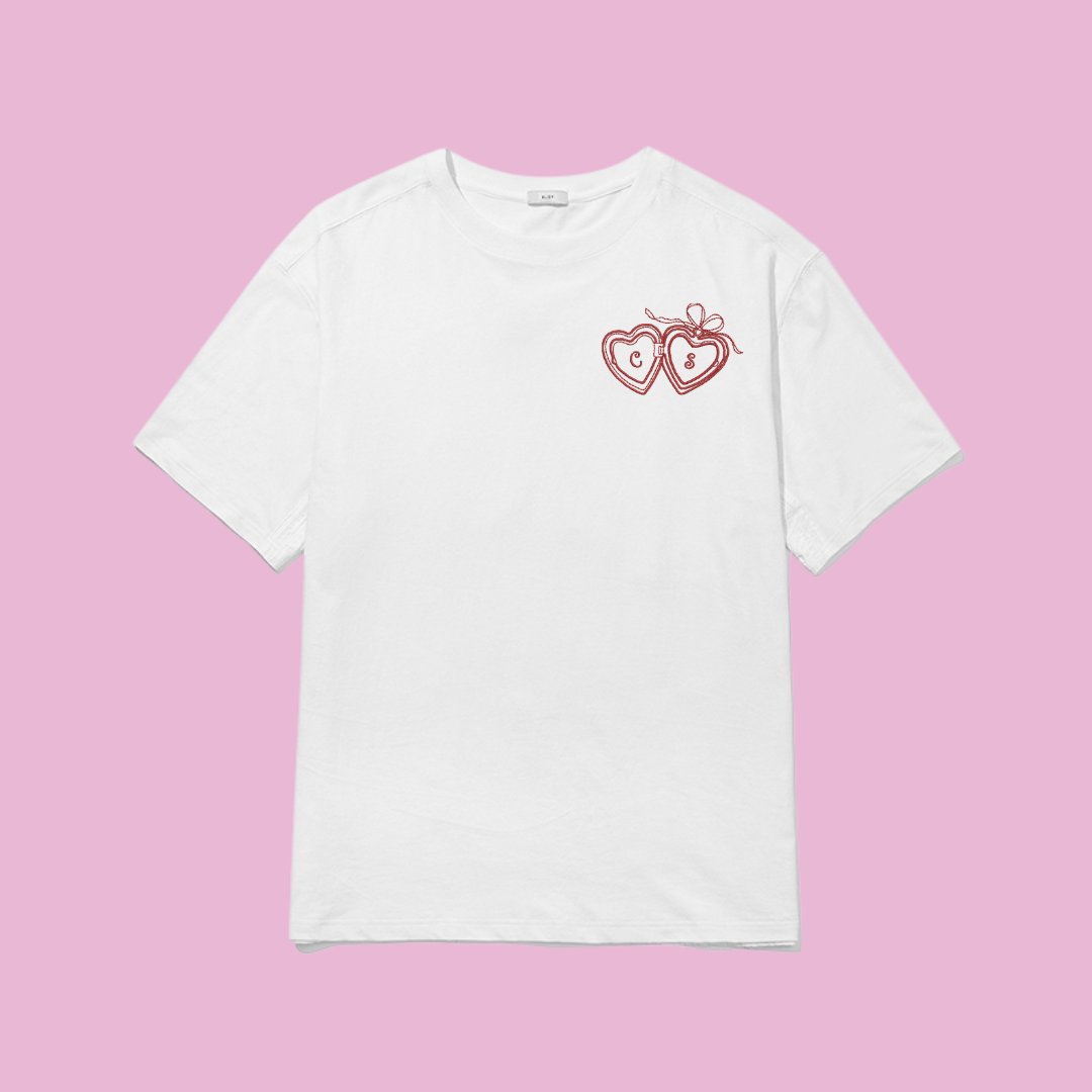 Tricou Brodat Personalizat Heart Locket Initiale